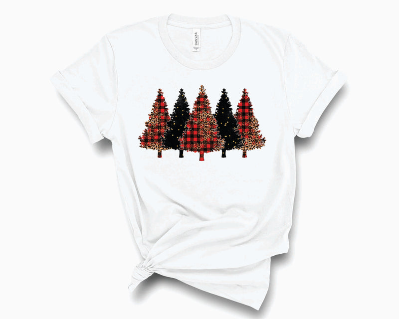 Christmas Tree Line Grunge Leopard Plaid- Transfer