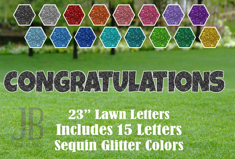 Congratulations Letters 23"  LG Yard Sign Letters - Sequin