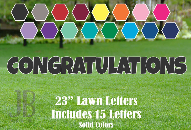 Congratulations Letters 23"  LG Yard Sign Letters - Solid Color