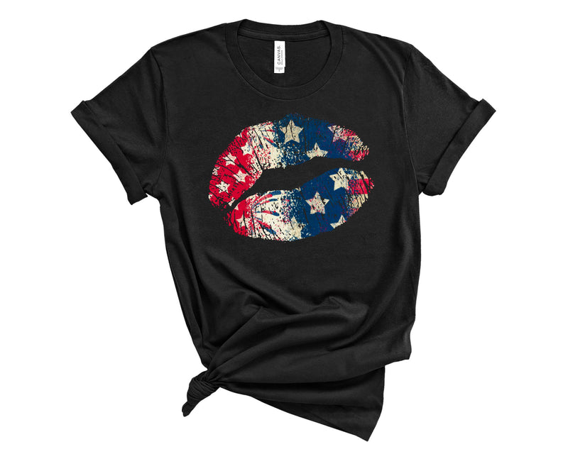 Distressed Flag Lips - Transfer