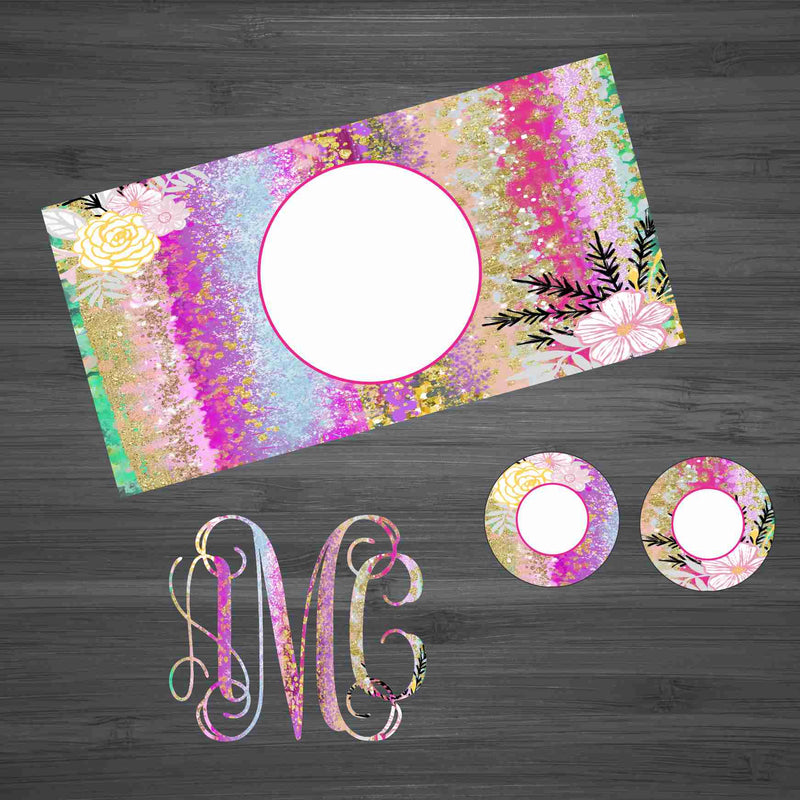 Glitter Floral Paint Stroke 1 Car Kit