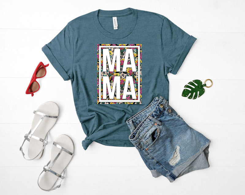 Floral Leopard Mama - Graphic Tee