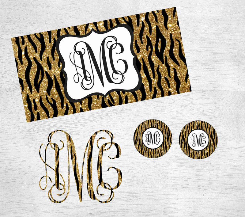 Glitter Gold Zebra Car Kit