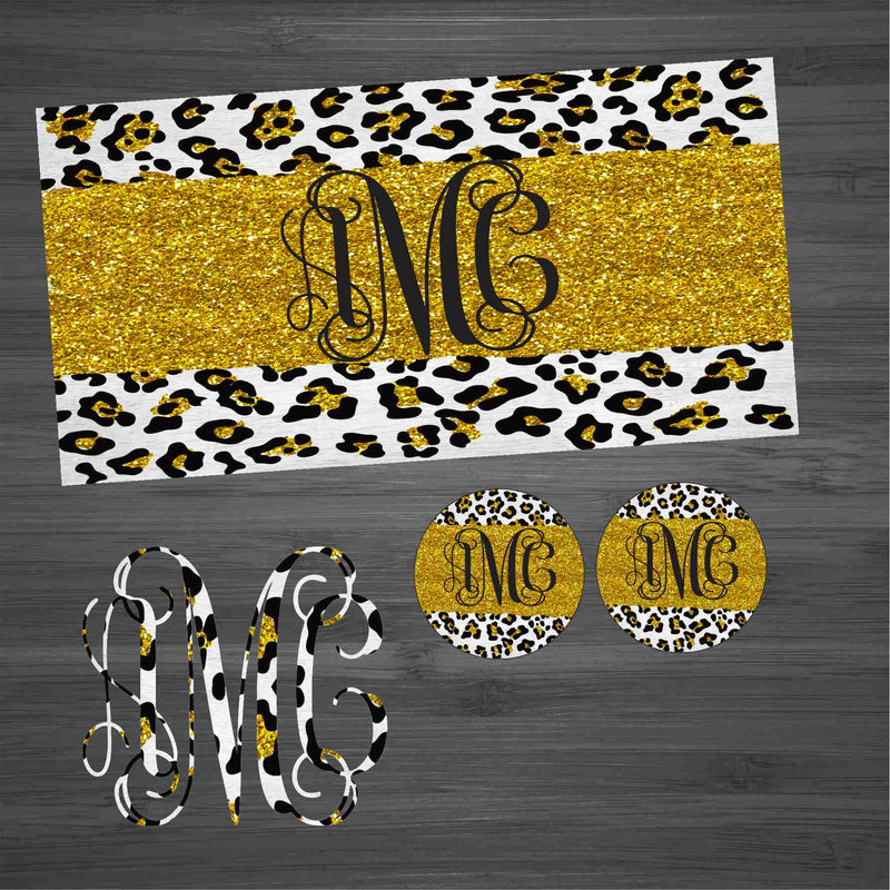 Gold Glitter Leopard  Car Kit