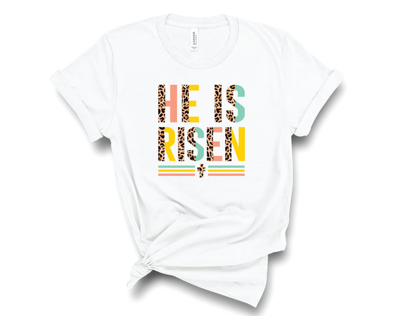 He Is Risen Leopard Peach Mint - Graphic Tee