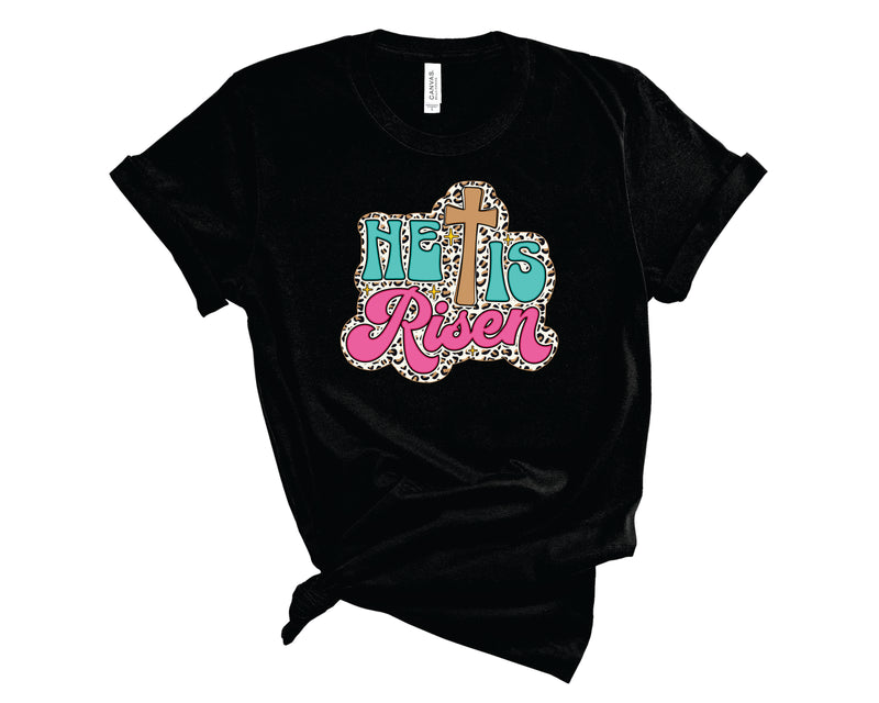 He Is Risen Retro Leopard - Graphic Tee