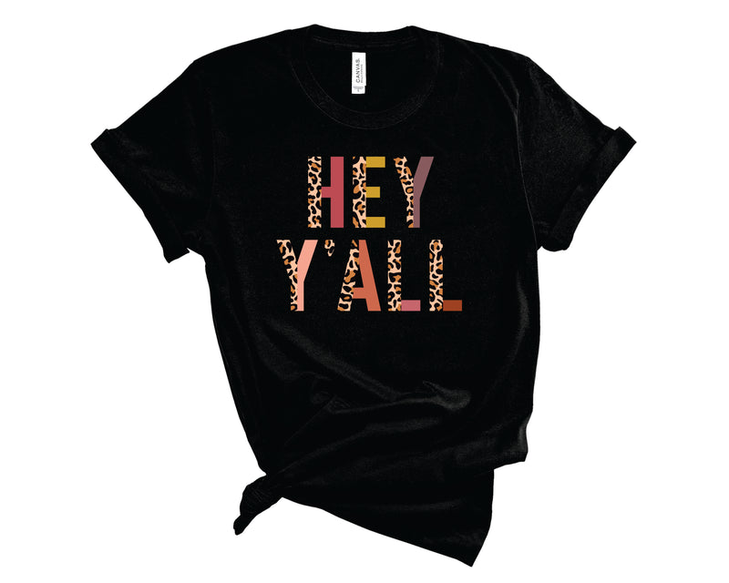 Hey Ya'll Half Leopard - Graphic Tee