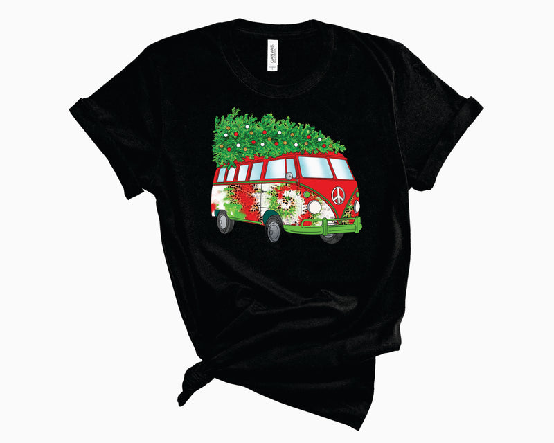 Hippie Bus Christmas Red Tie Dye- Graphic Tee