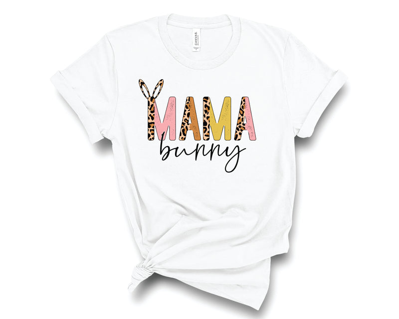 Mama Bunny Half Leopard Neutral  - Graphic Tee