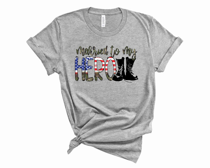 Married To My Hero Camo- Graphic Tee