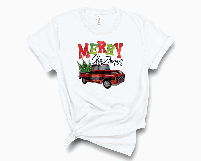 Merry Christmas Plaid Truck- Graphic Tee