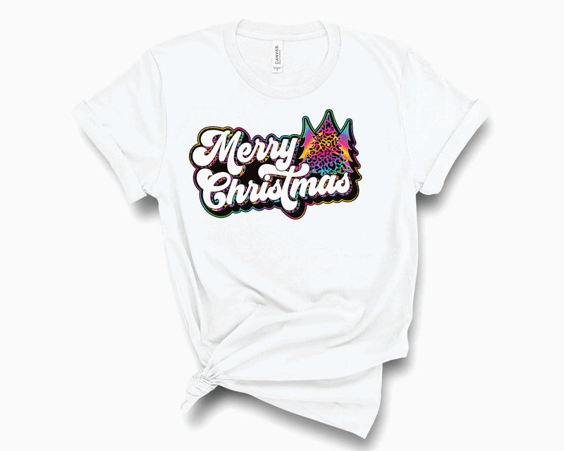 Merry Christmas Retro Rainbow Leopard Trees- Transfer