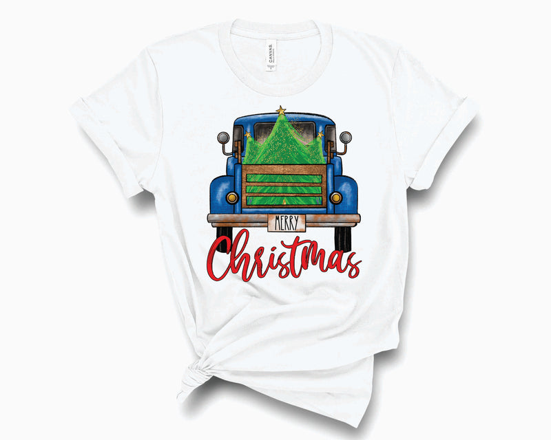 Merry Christmas Tree Truck Blue- Transfer