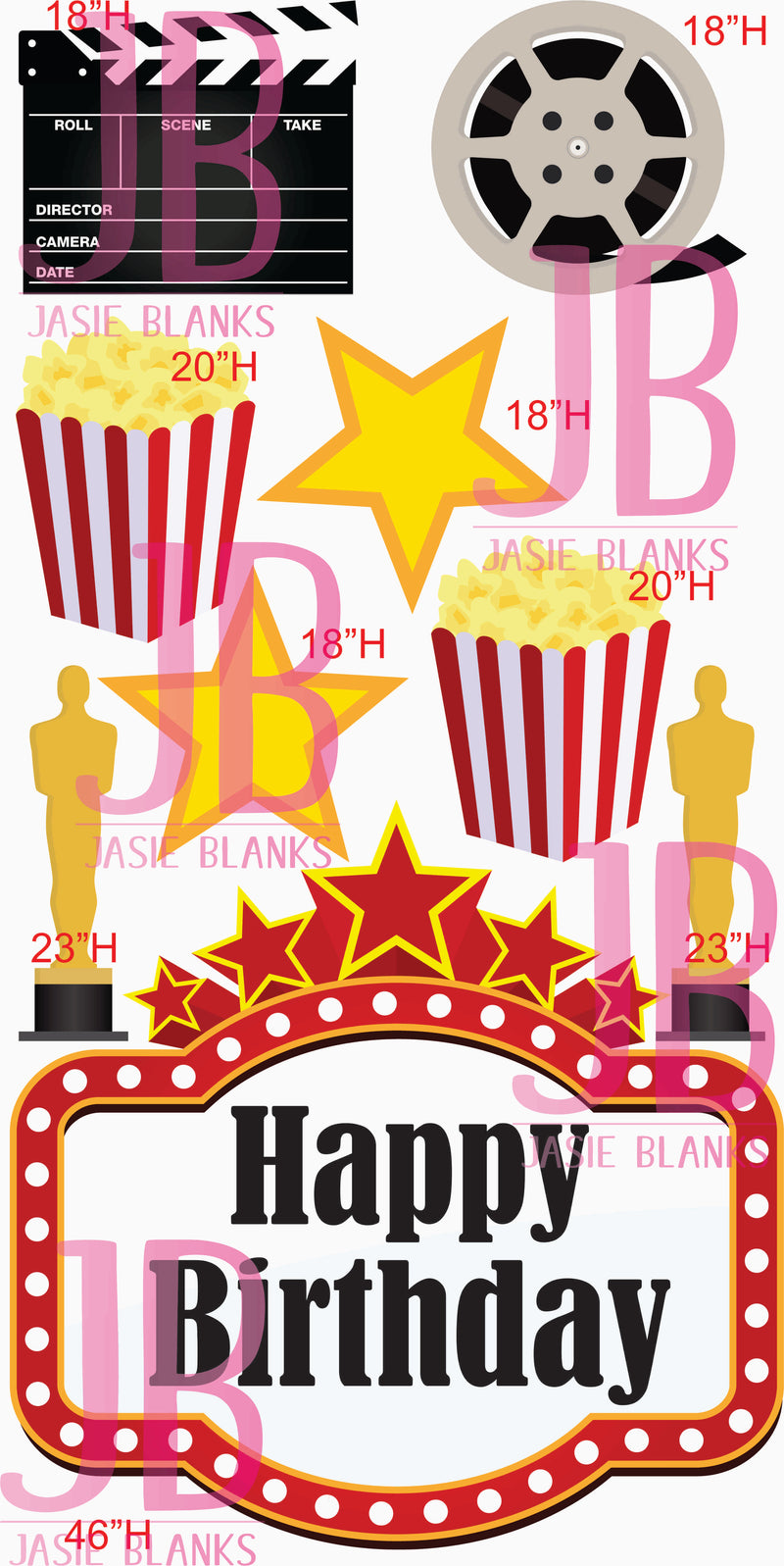 Happy Birthday Movie Yard Card Set