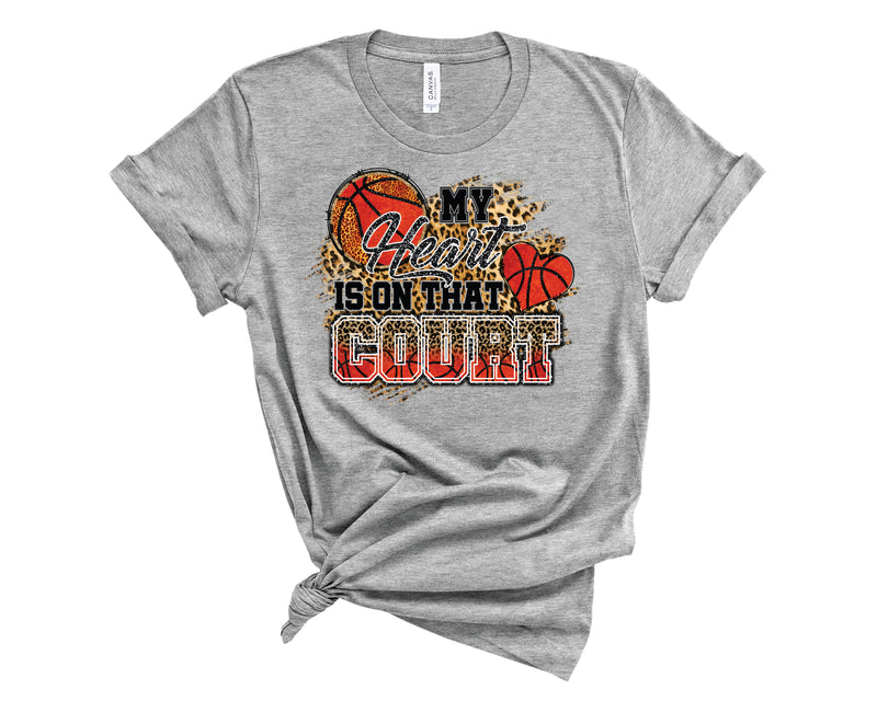 My Heart Is On That Court Basketball Glitter - Graphic Tee