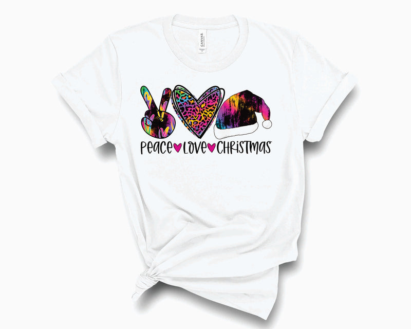 Peace Love Christmas Rainbow Leopard- Graphic Tee