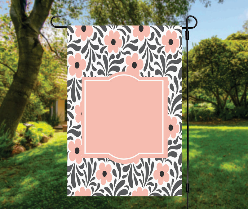 Garden Flag-  Peach & Grey Floral