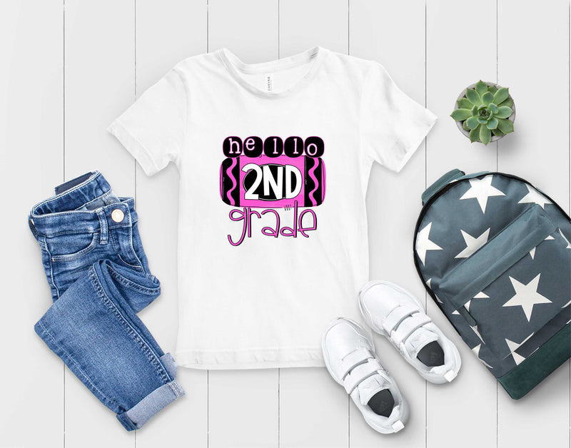 Pink Hello 2nd Grade - Graphic Tee