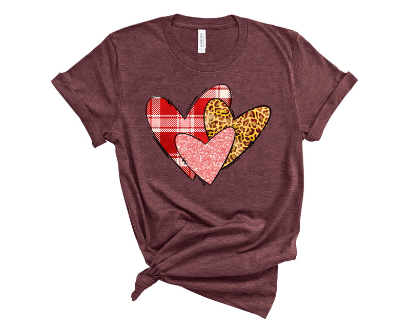 Plaid-Leopard Heart - Graphic Tee