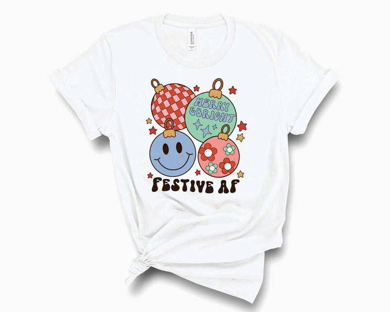 Retro Smiley Festive AF- Graphic Tee