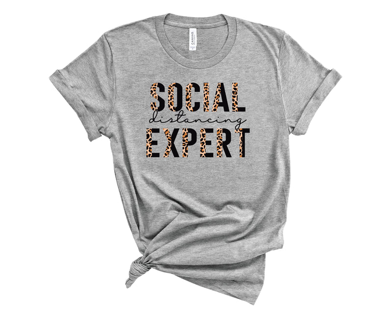 Social Distancing Expert Half Leopard Black - Graphic Tee