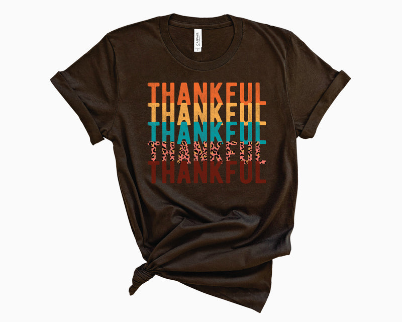 Thankful Leopard Stacked- Graphic Tee