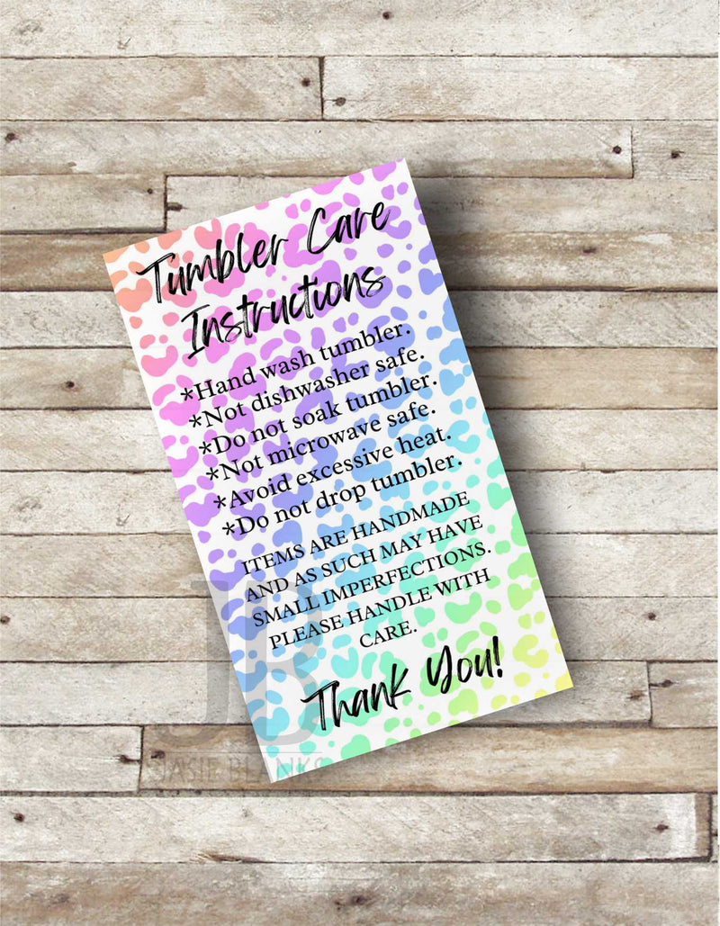 Tumbler Care Card