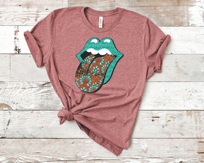 Turquoise Glitter Lips - Graphic Tee