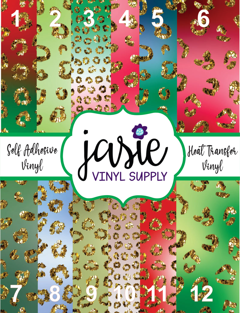 Christmas Leopard Glitter Printed Vinyl