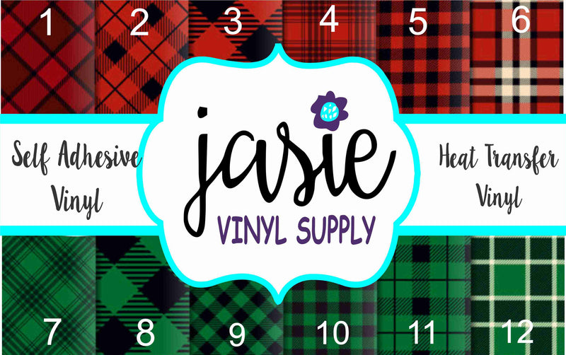 Green & Red Plaid Printed Vinyl