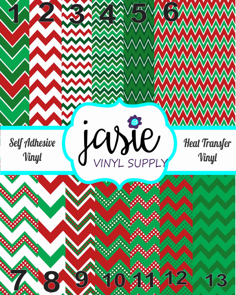 Christmas Chevron Printed Vinyl