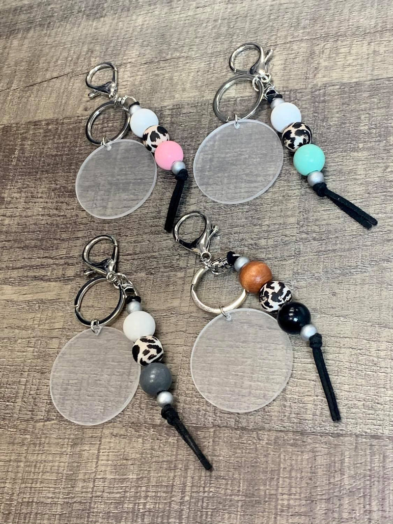 Beaded Keychain w/ 2in Acrylic circle