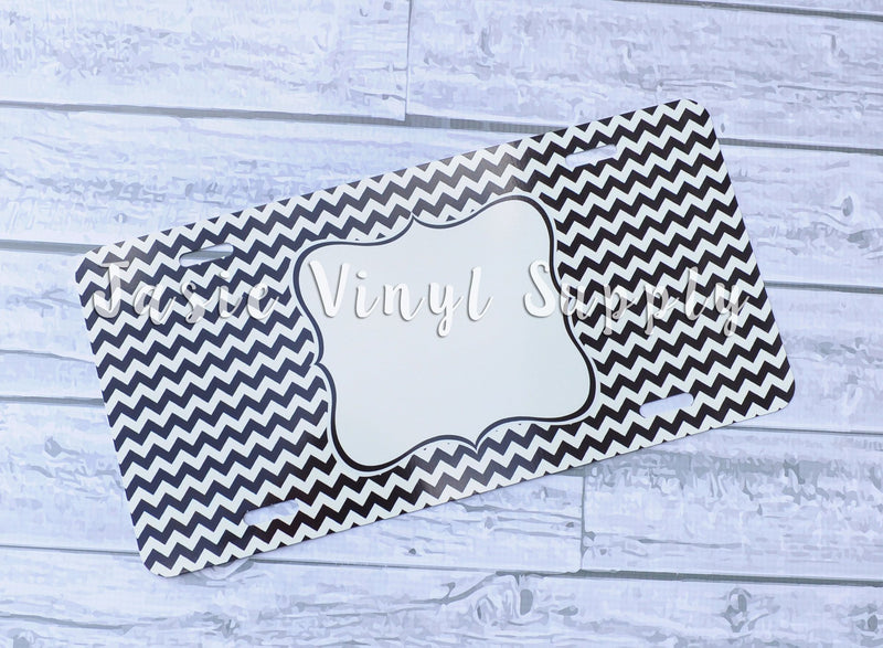 License Plate-Black Chevron Print