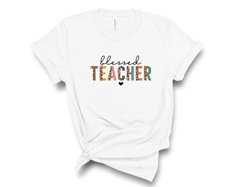 blessed teacher half leopard - Graphic Tee