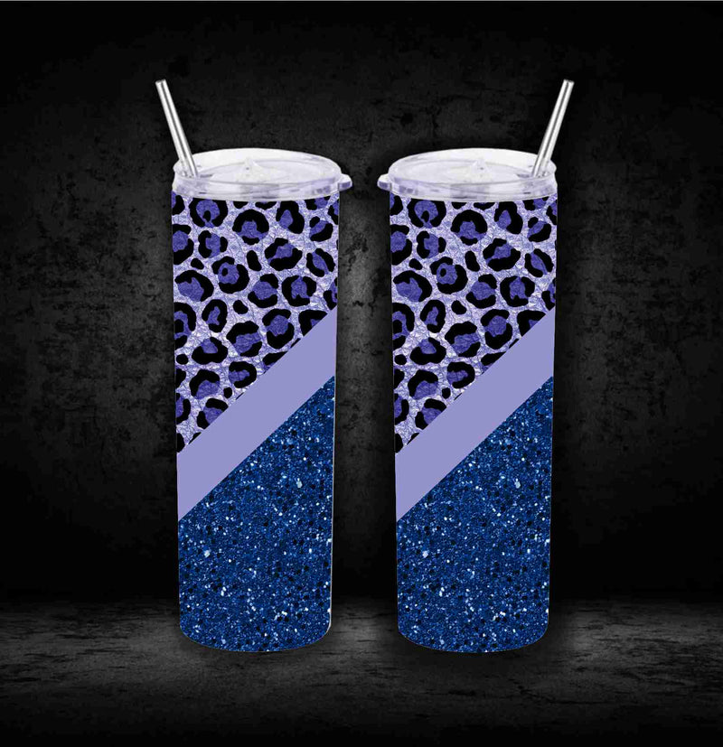 Blue Purple Glitter Leopard - Tumbler