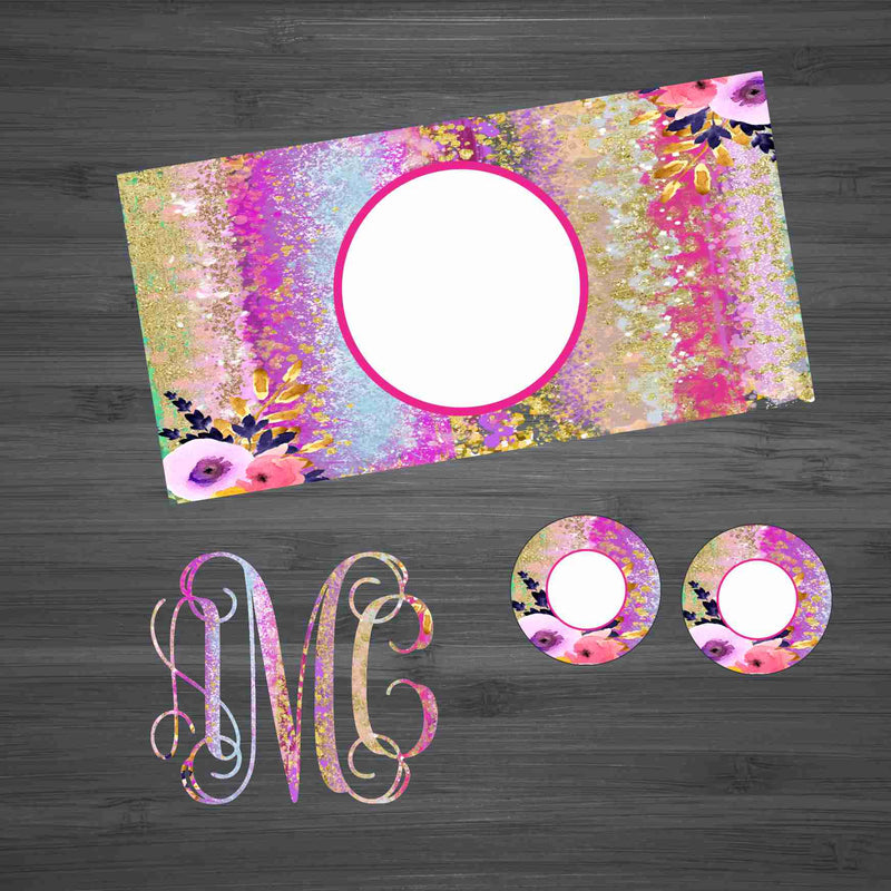 Glitter Floral Paint Stroke 2 Car Kit