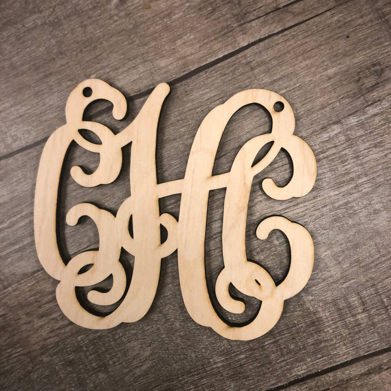 Wood Monogram Car Charms