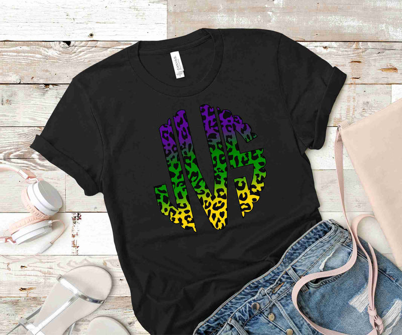 Mardi Gras Leopard Monogram Transfer