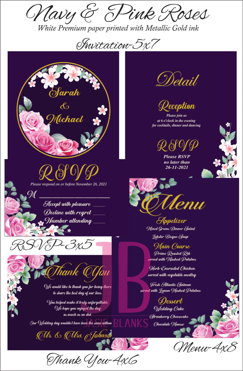 Wedding Navy & Pink Roses