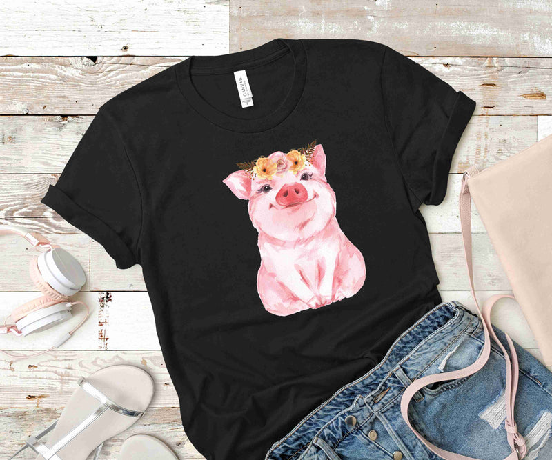 Graphic T-Shirt - Floral Pig