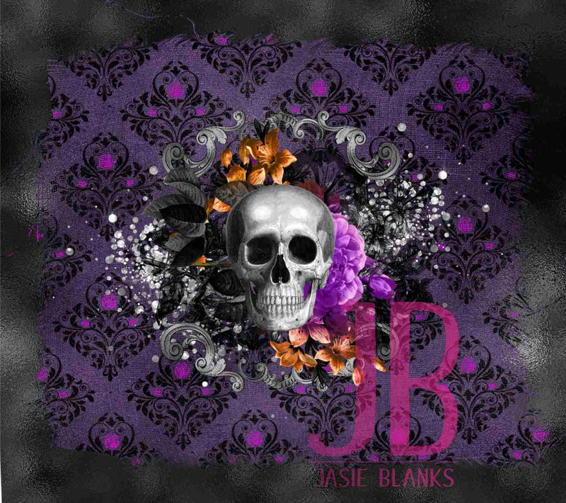 20 Skinny Sublimation Wrap- Purple/ Black Floral Skull
