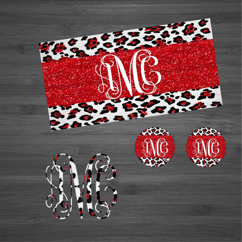 Red Glitter Leopard  Car Kit