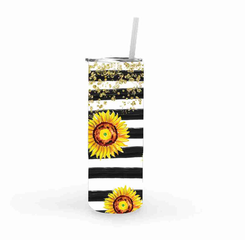 20 Skinny Sublimation Wrap- Striped Sunflower