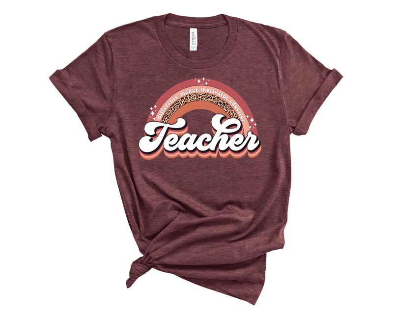 teacher leopard rainbow retro neutral - Transfer