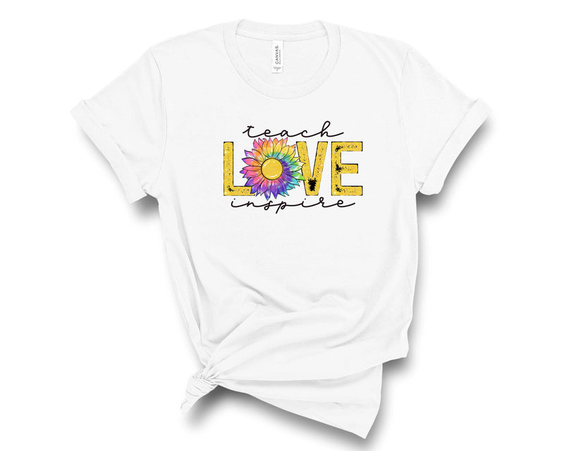 teach love inspire tie dye sunflower - Transfer