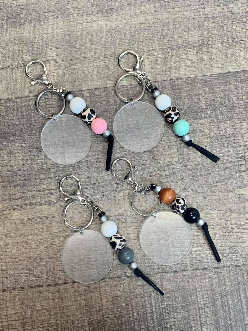 Beaded Keychain w/ 2in Acrylic circle