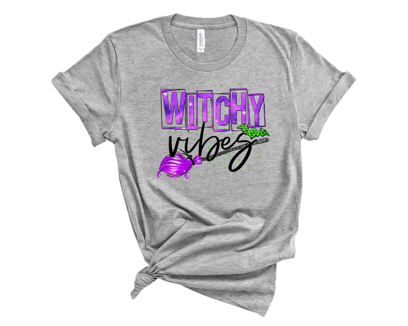 witchy vibes purple broom - Graphic Tee